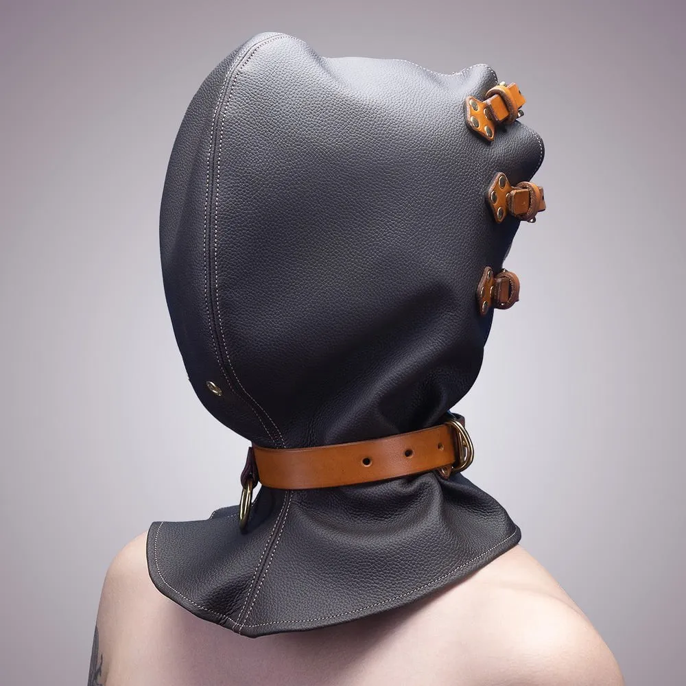 Leather Bondage Hood with Collar