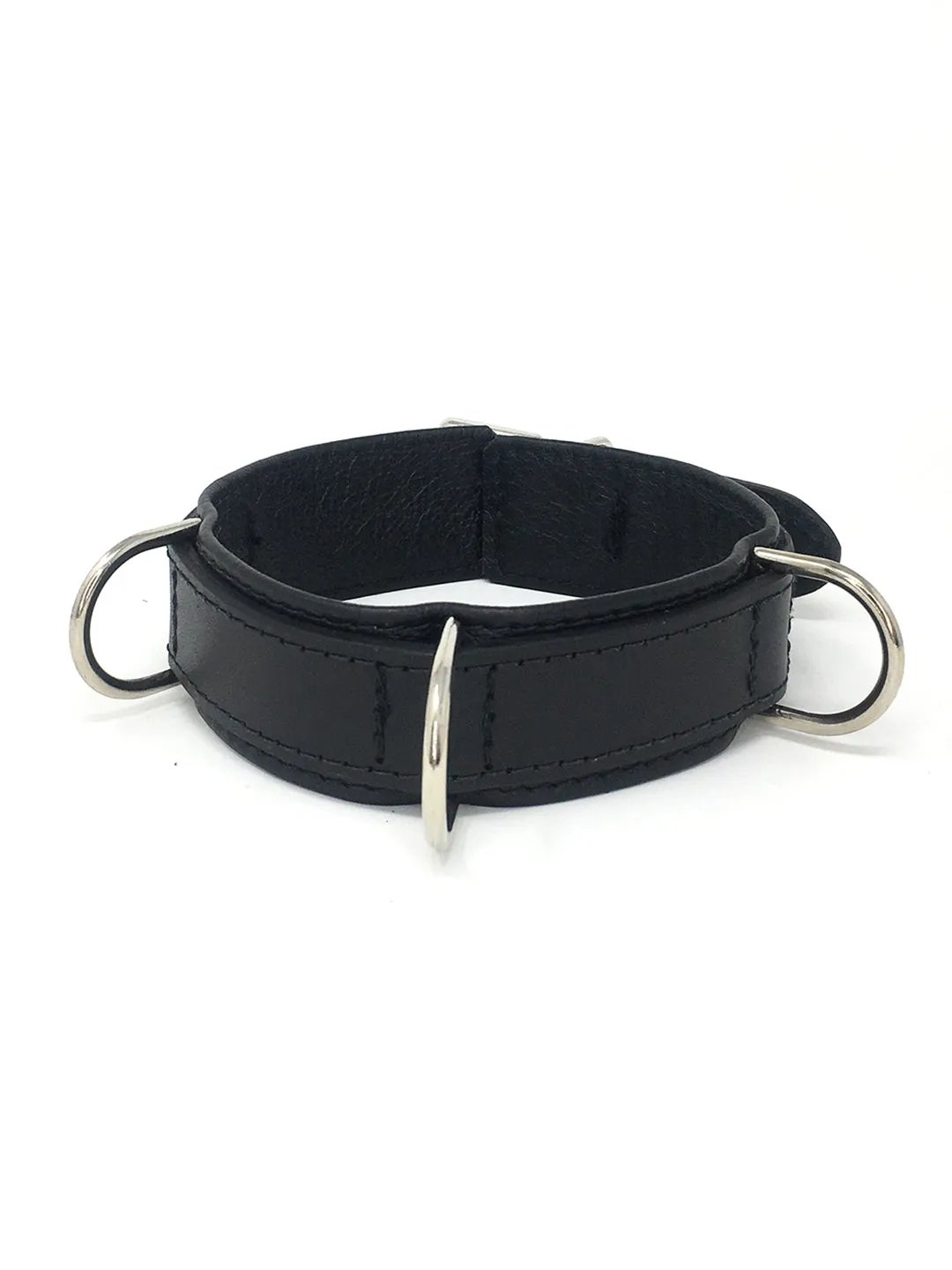 Leather Collar with 3 D-Rings