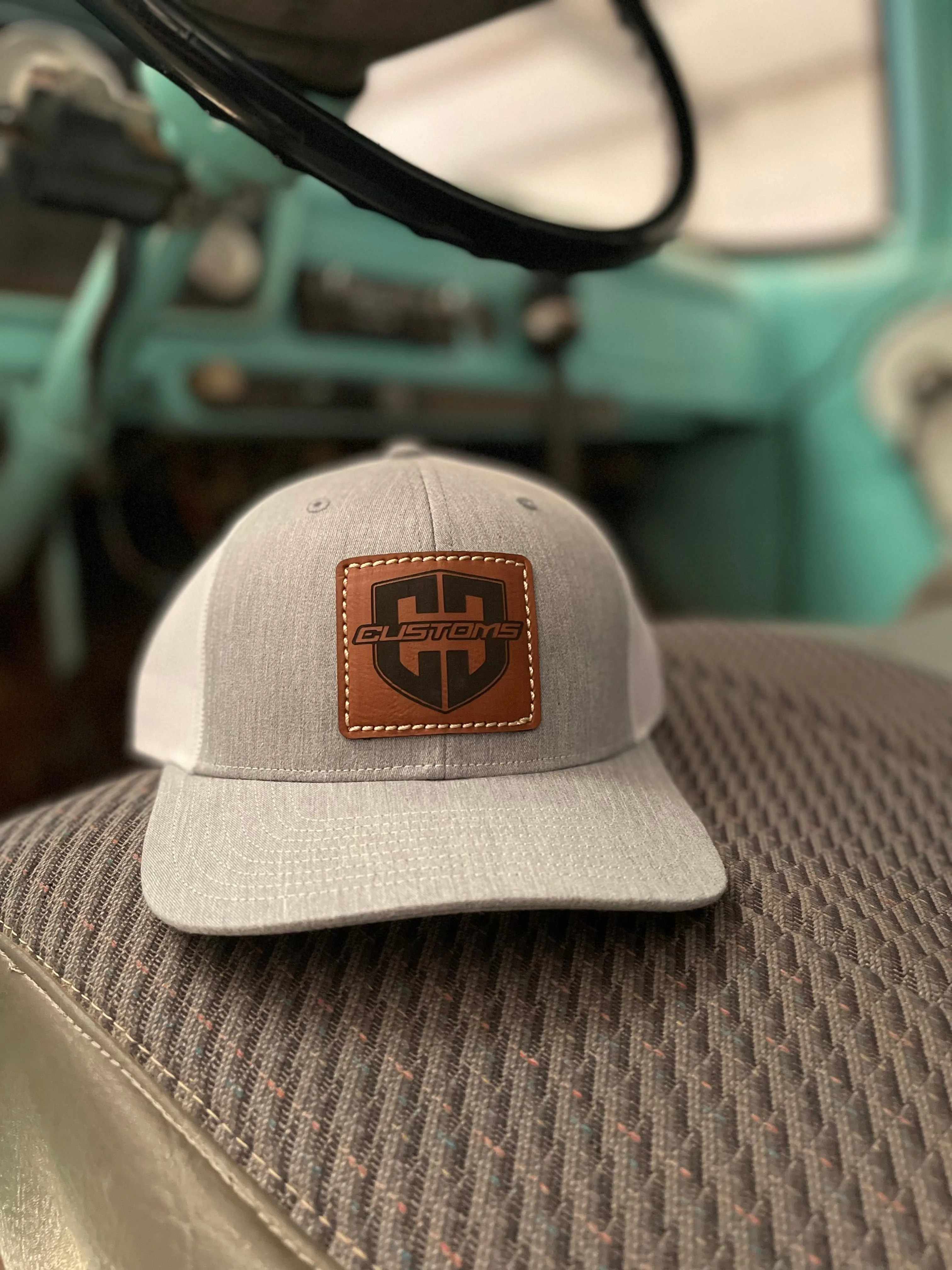 Leather Patch Hats Curved Brim