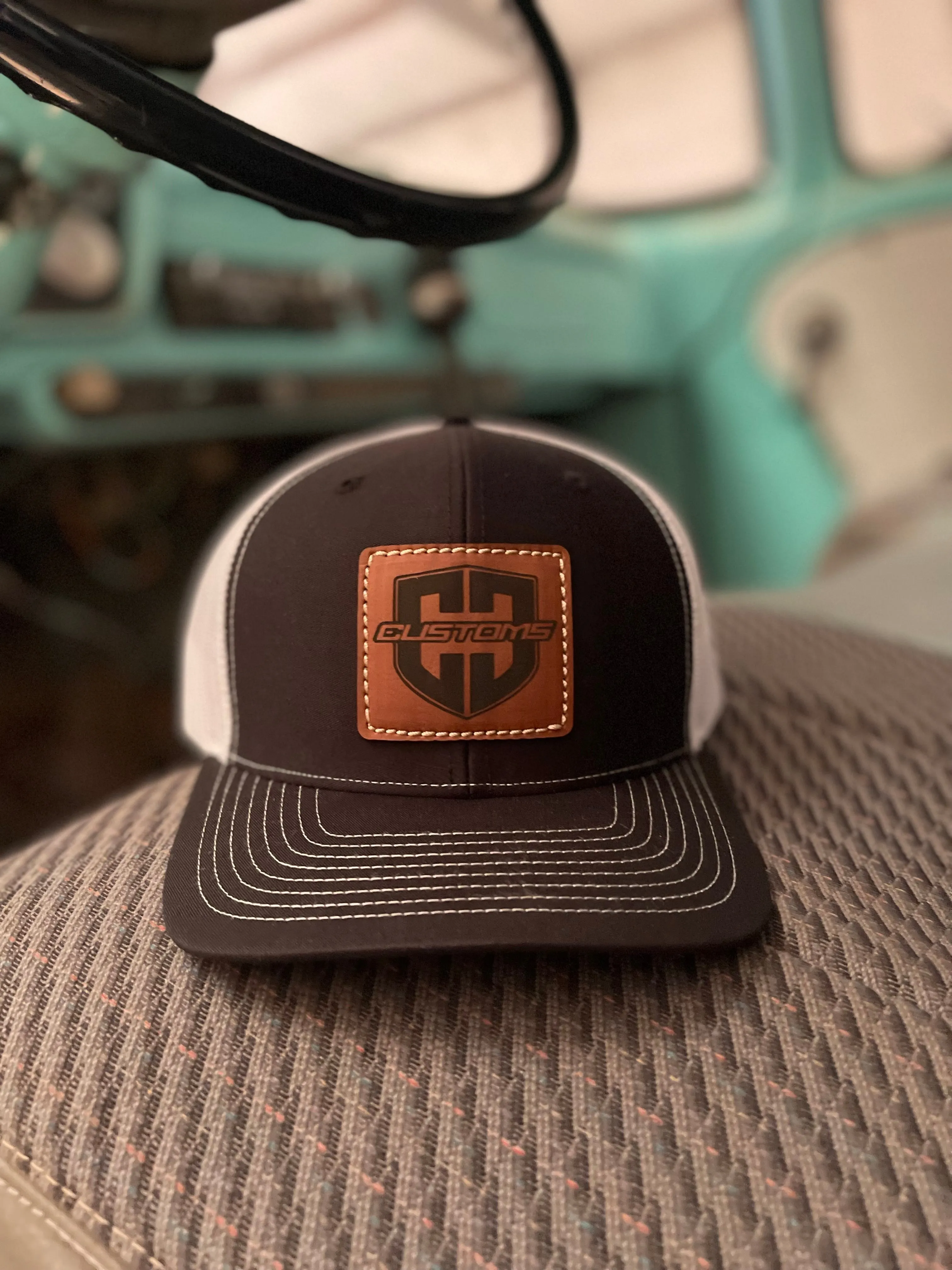 Leather Patch Hats Curved Brim