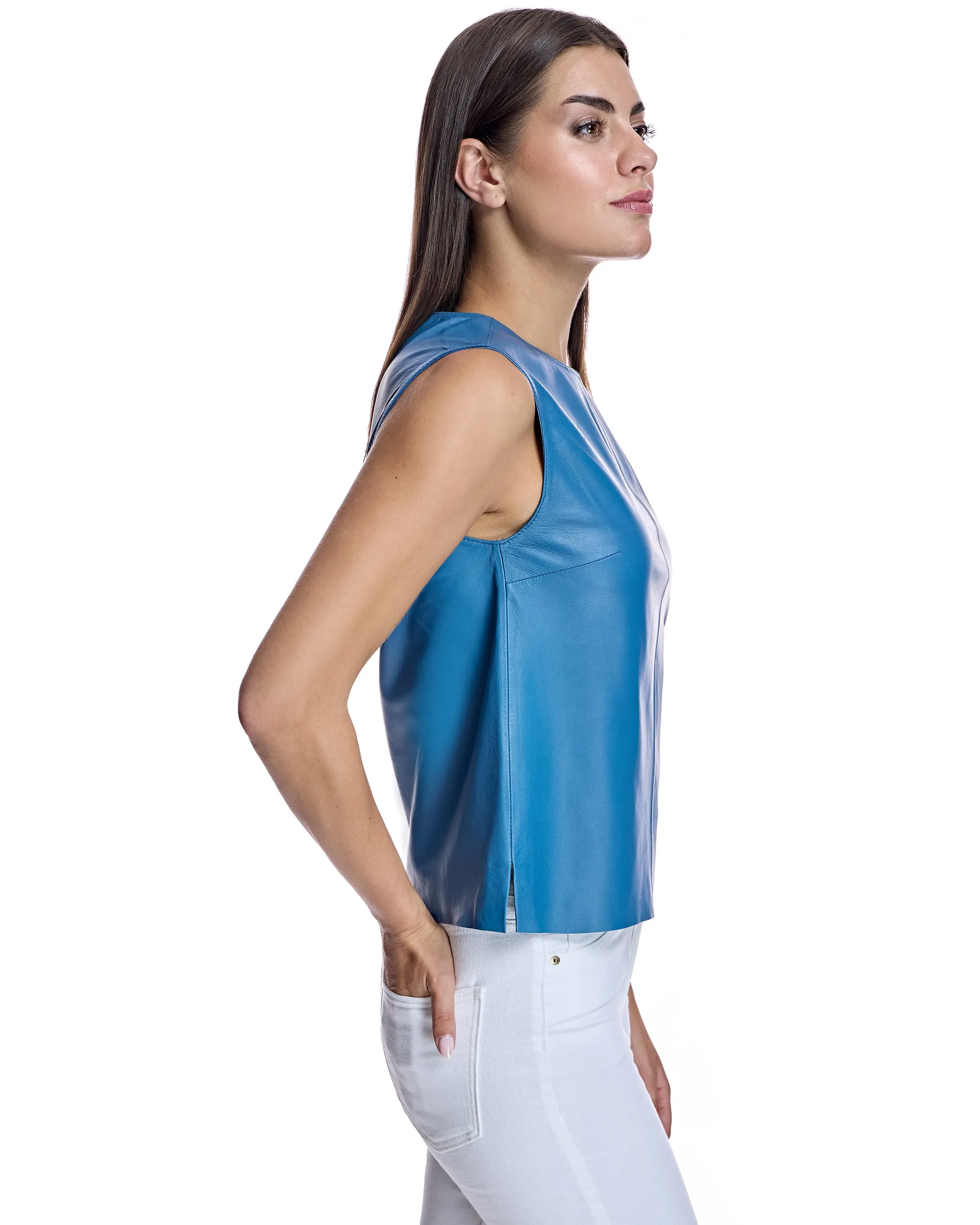 Leather Sleeveless Shirt
