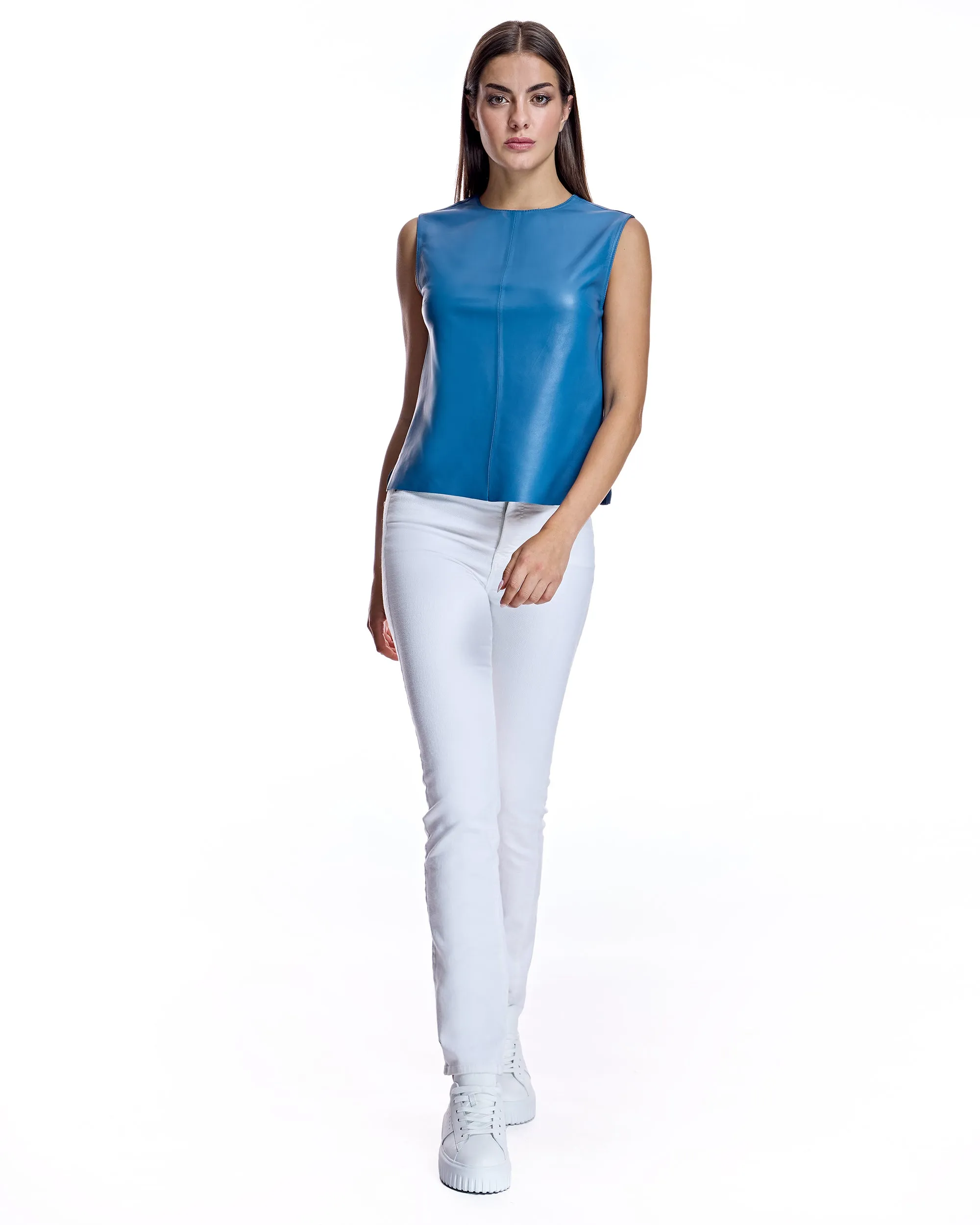 Leather Sleeveless Shirt