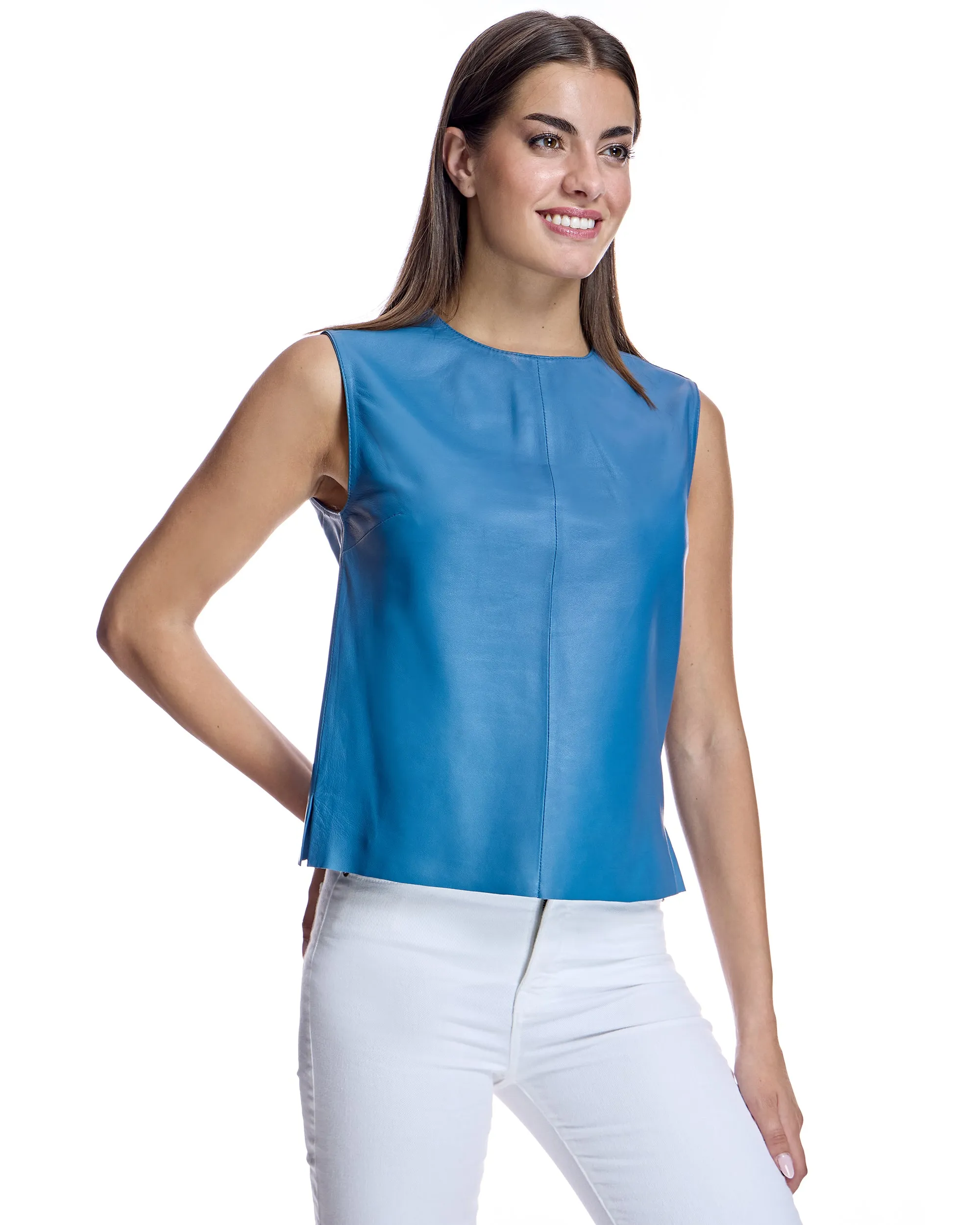 Leather Sleeveless Shirt