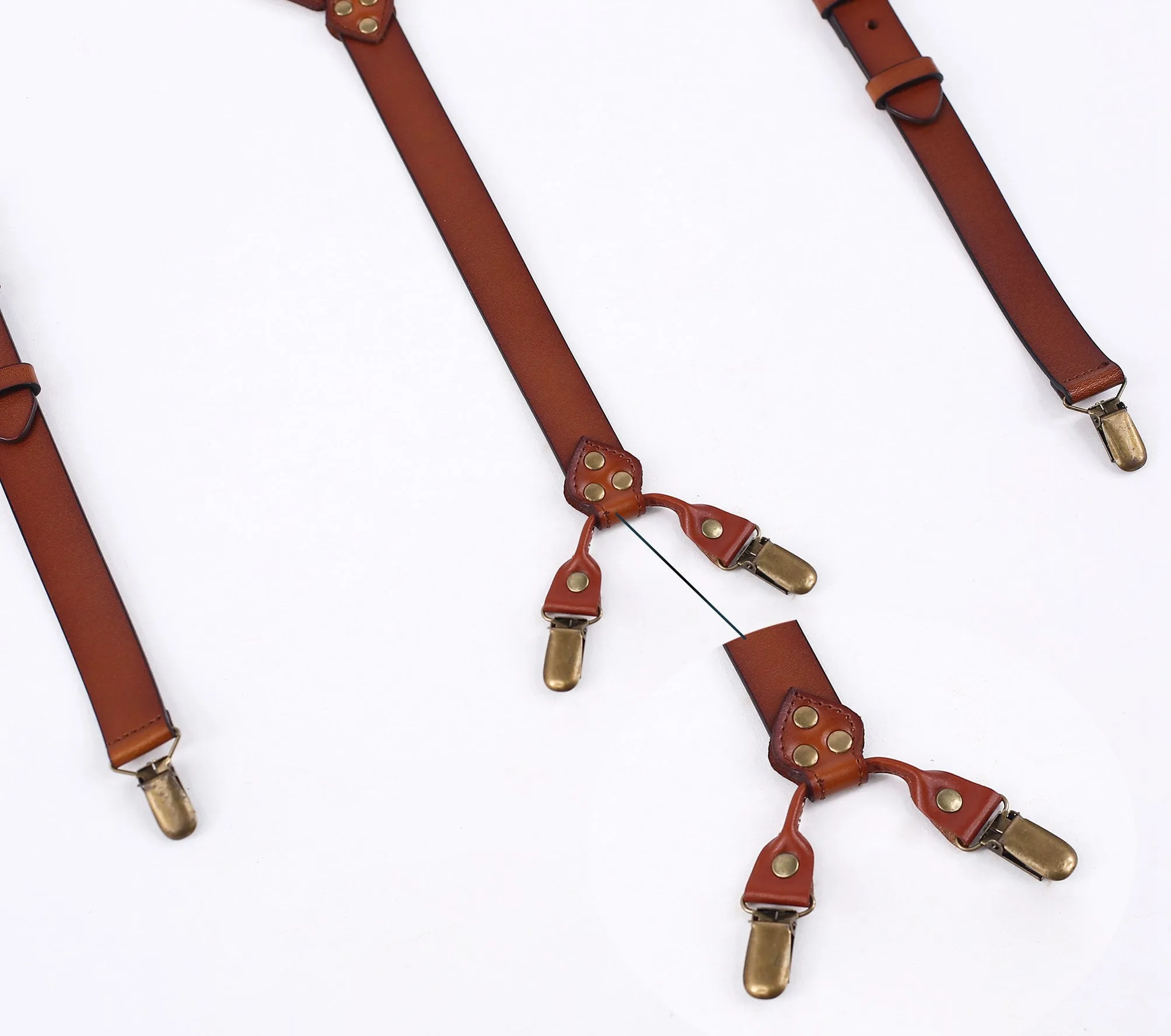 Leather Suspenders For Men Adjustable Brown Genuine Leather Suspenders Groomsmen Gifts for Wedding