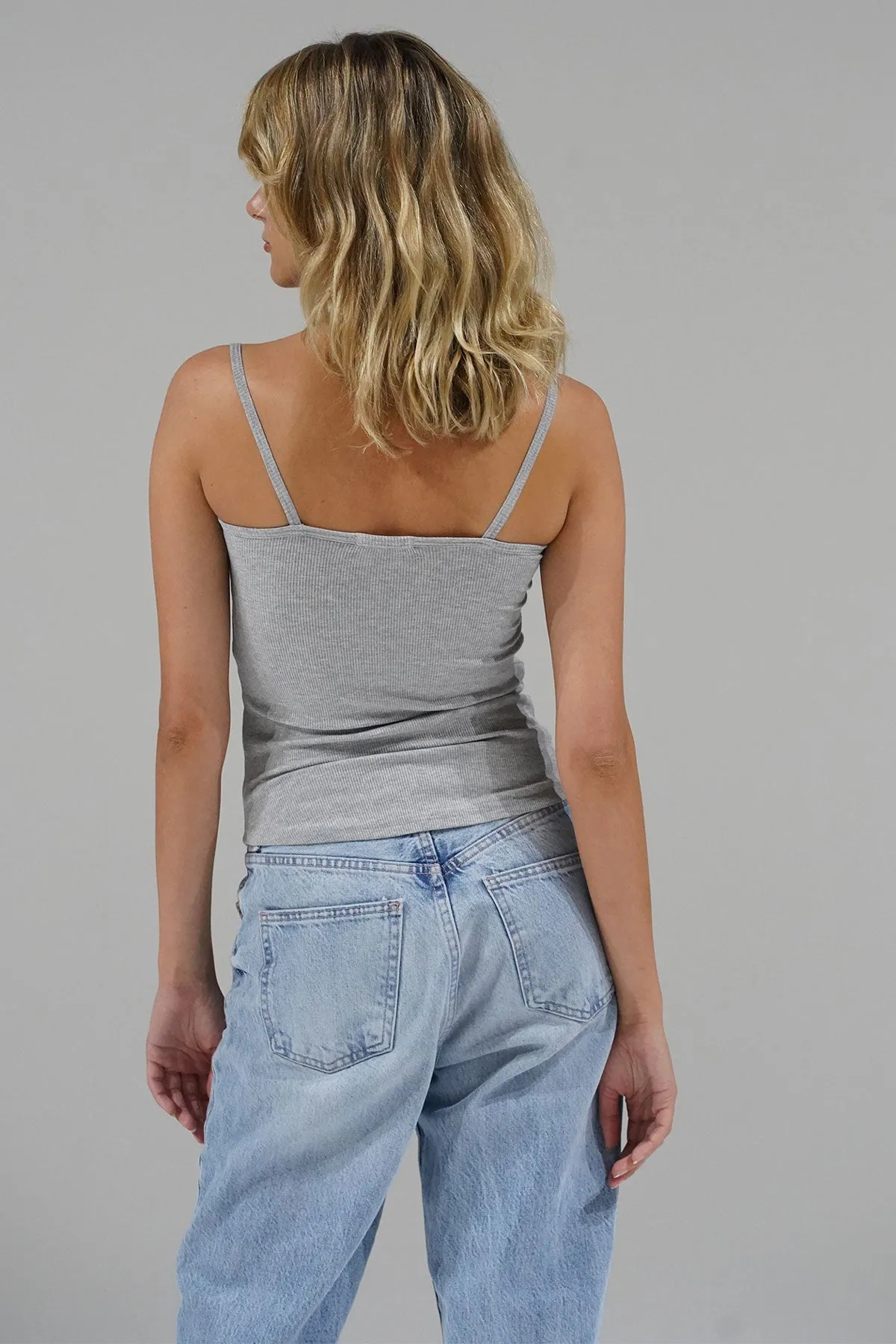 Lia Ribbed Cami - Heather Grey