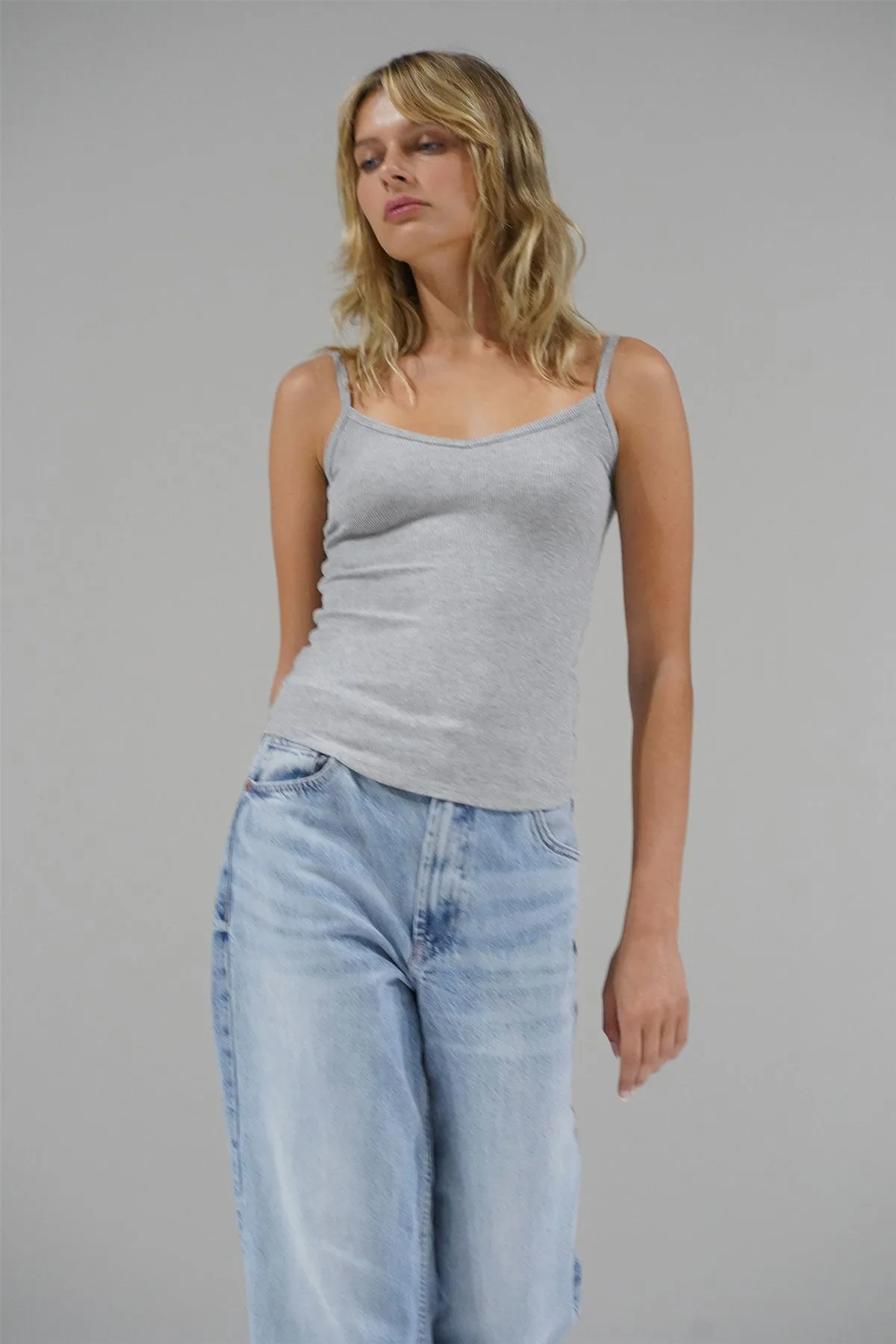 Lia Ribbed Cami - Heather Grey