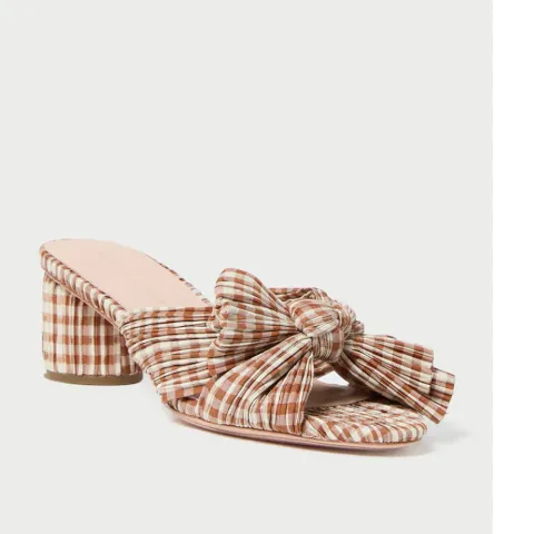 Loeffler Randall Emilia Brown Gingham Bow Heel