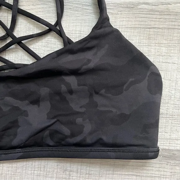 LULULEMON Free To Be Bra Wild Incognito Camo Multi Black Grey Size 10
