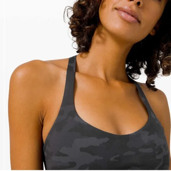 LULULEMON Free To Be Bra Wild Incognito Camo Multi Black Grey Size 10