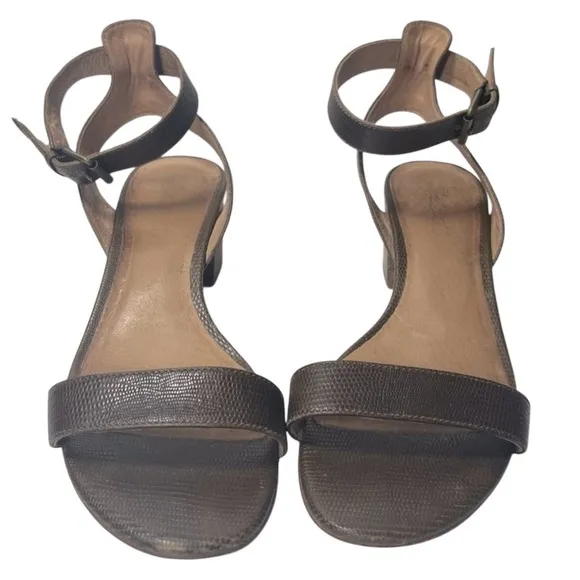 Madewell Women’s Alice Ankle Strap Mid Heel Open Toe Sandal Heel Python Size 8.5