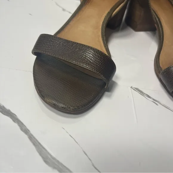 Madewell Women’s Alice Ankle Strap Mid Heel Open Toe Sandal Heel Python Size 8.5