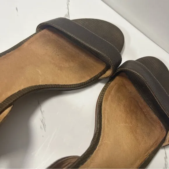 Madewell Women’s Alice Ankle Strap Mid Heel Open Toe Sandal Heel Python Size 8.5