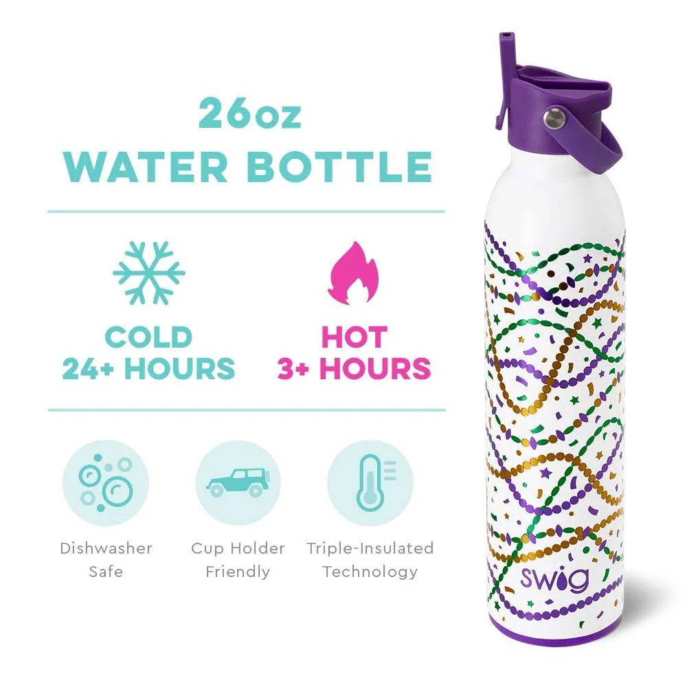 Mardi Gras Swig Flip   Sip Bottle 26oz
