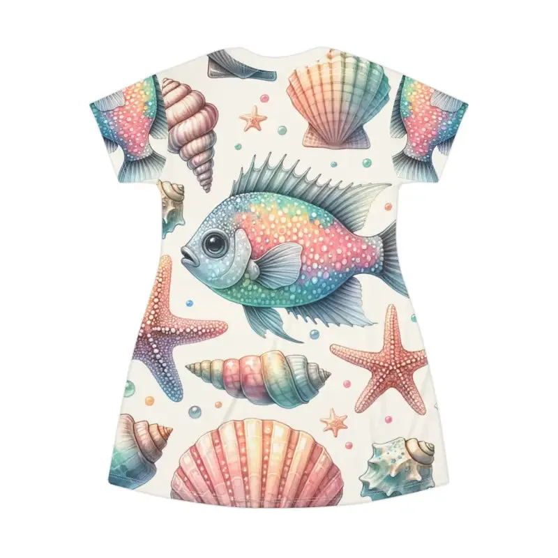 Marine Life Pattern Shirt Dress Bold and Vibrant