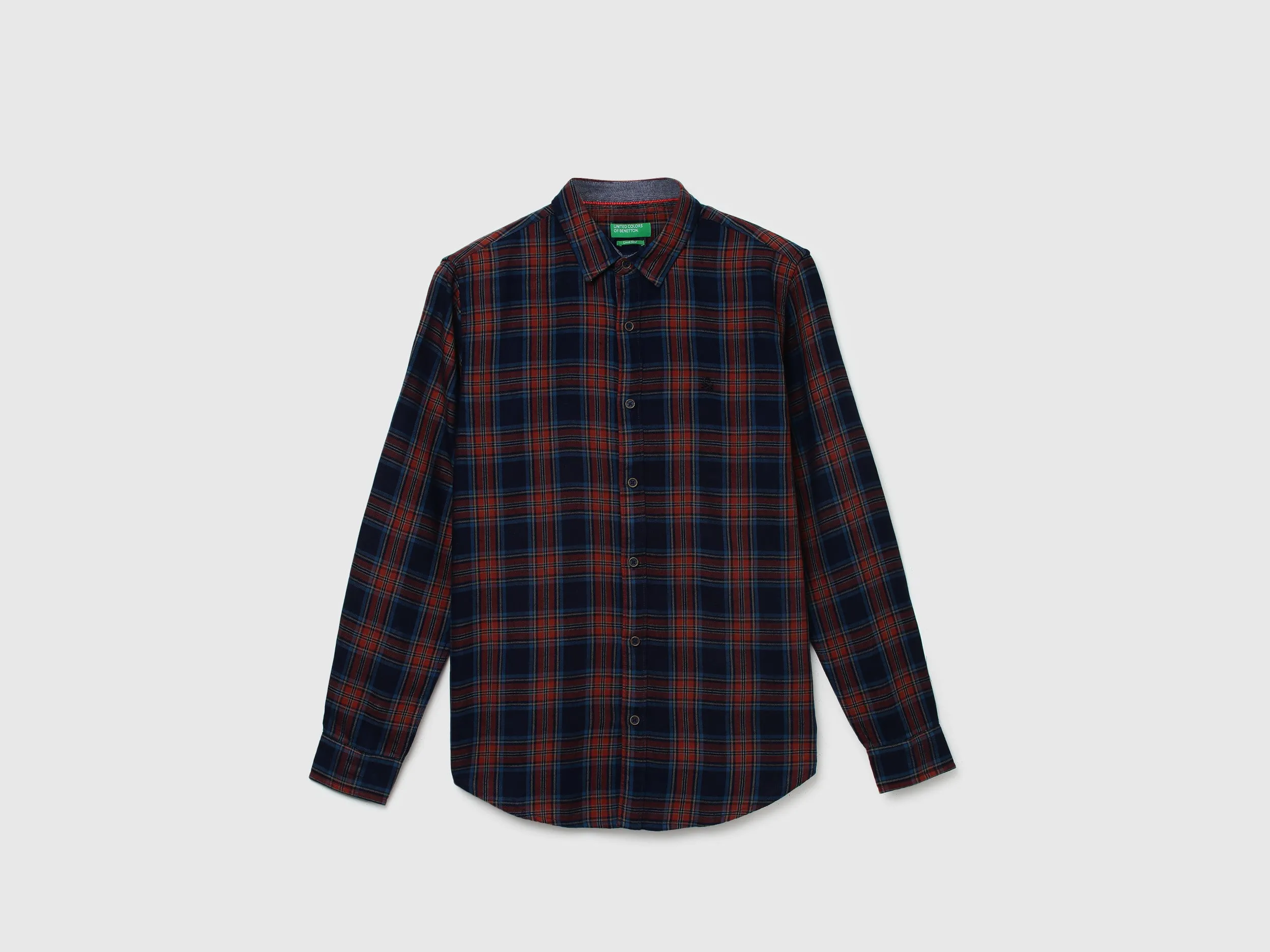 Men Checked Spread Collar Shirt