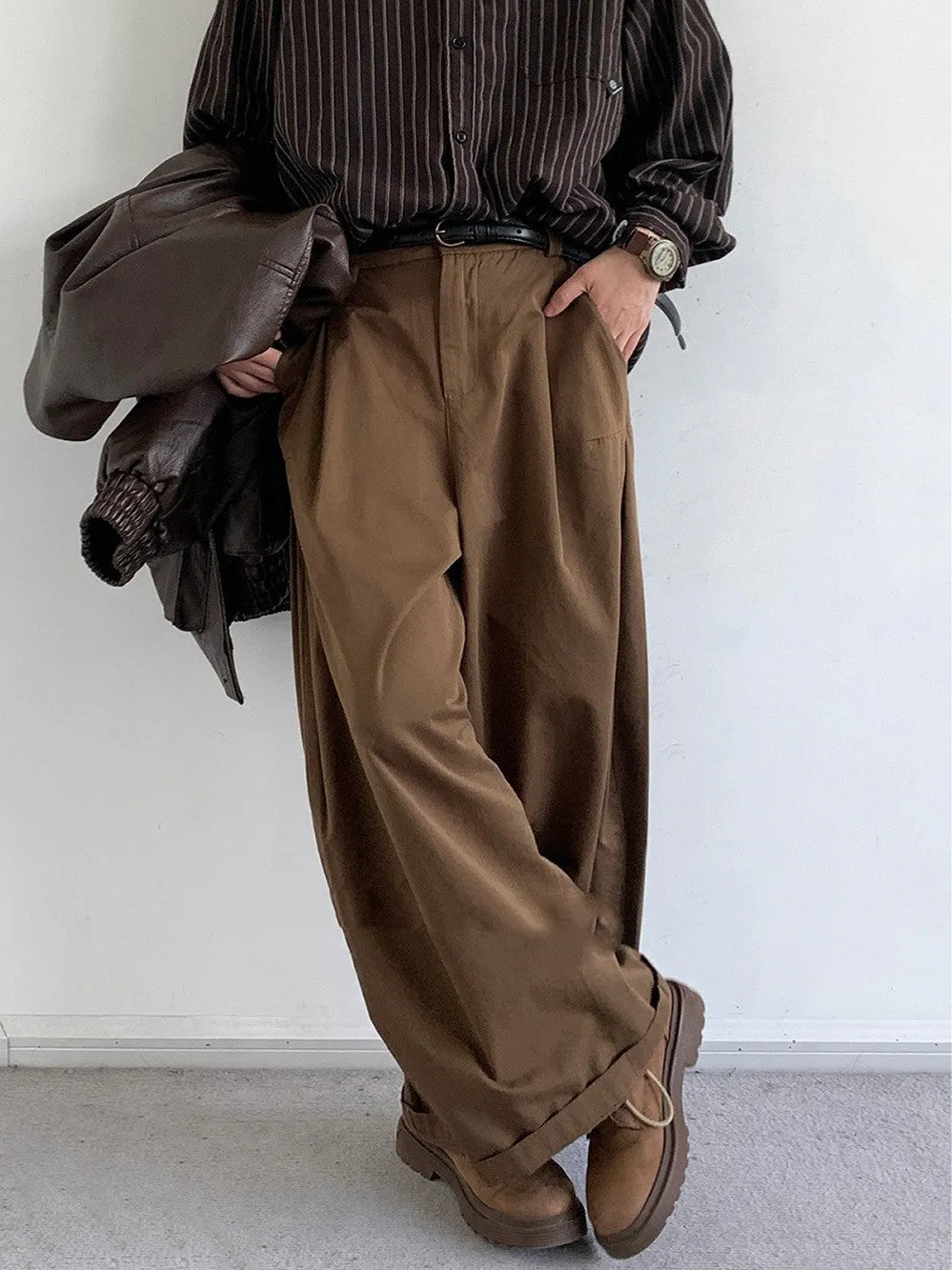 Men’s Casual Pants - Loose Long Coffee