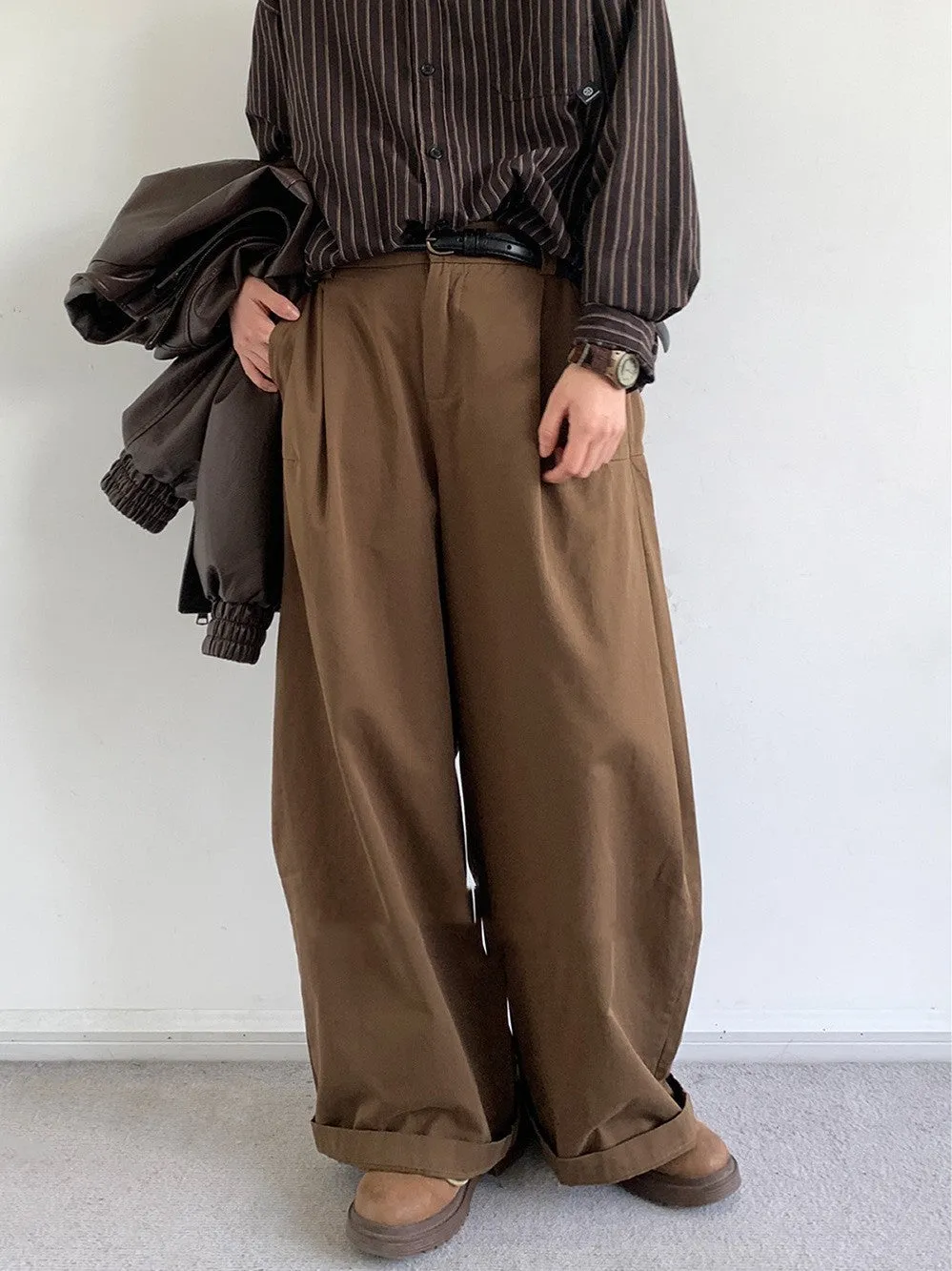 Men’s Casual Pants - Loose Long Coffee