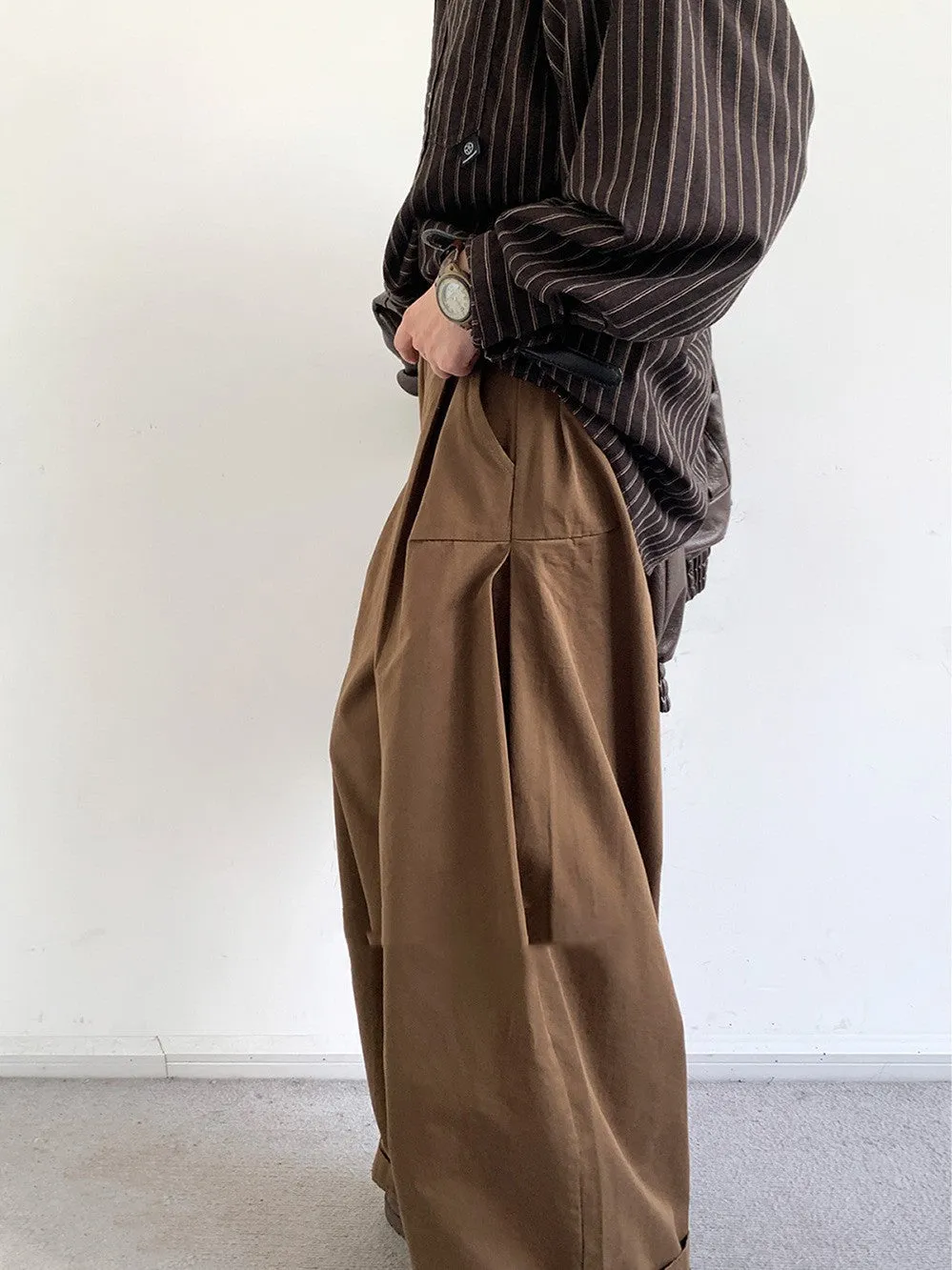Men’s Casual Pants - Loose Long Coffee