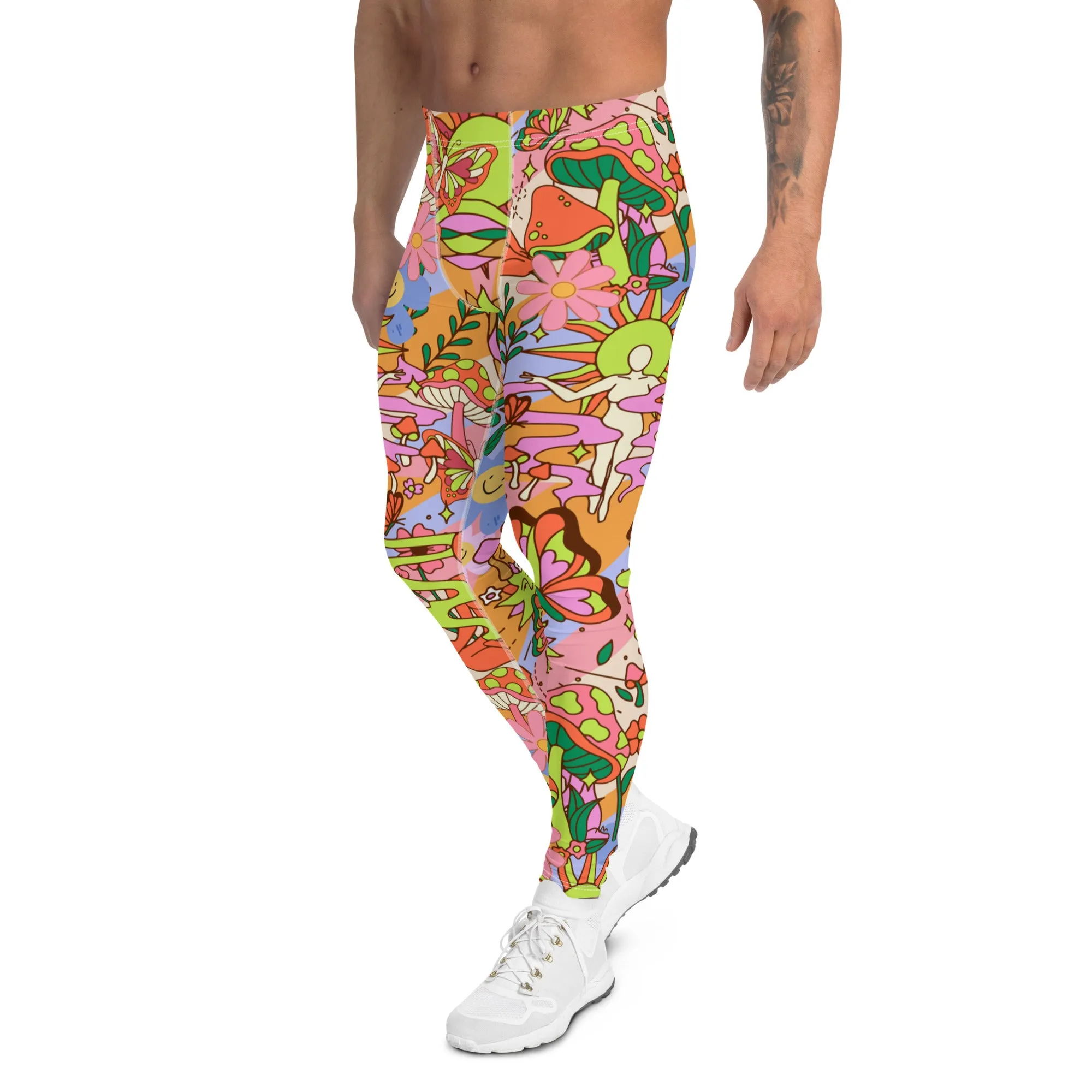Mens Leggings, 70s Flower Power