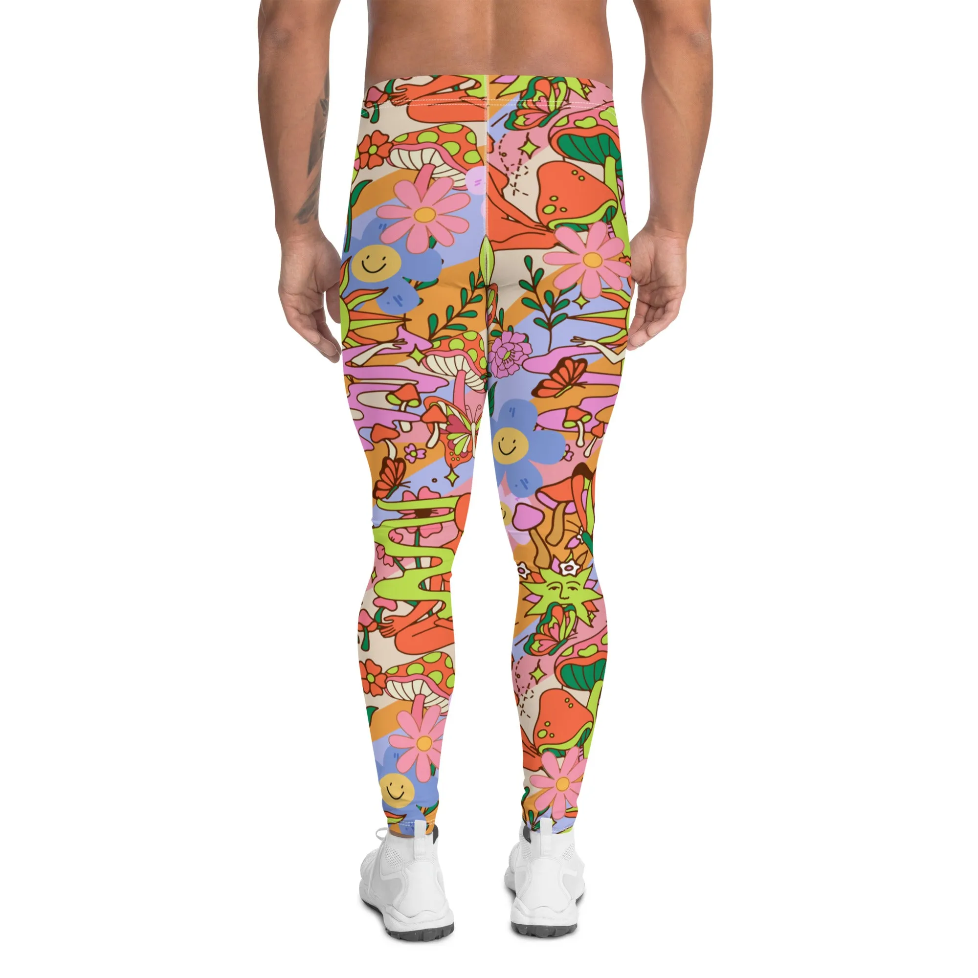 Mens Leggings, 70s Flower Power