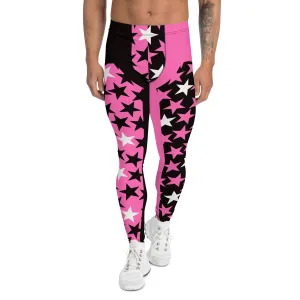 Mens Leggings, Hot Pink Stars
