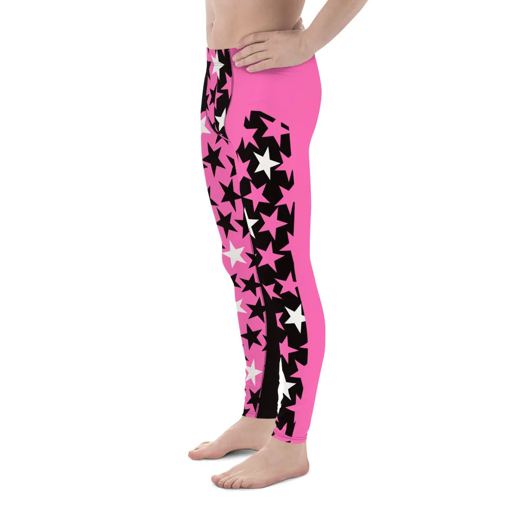 Mens Leggings, Hot Pink Stars