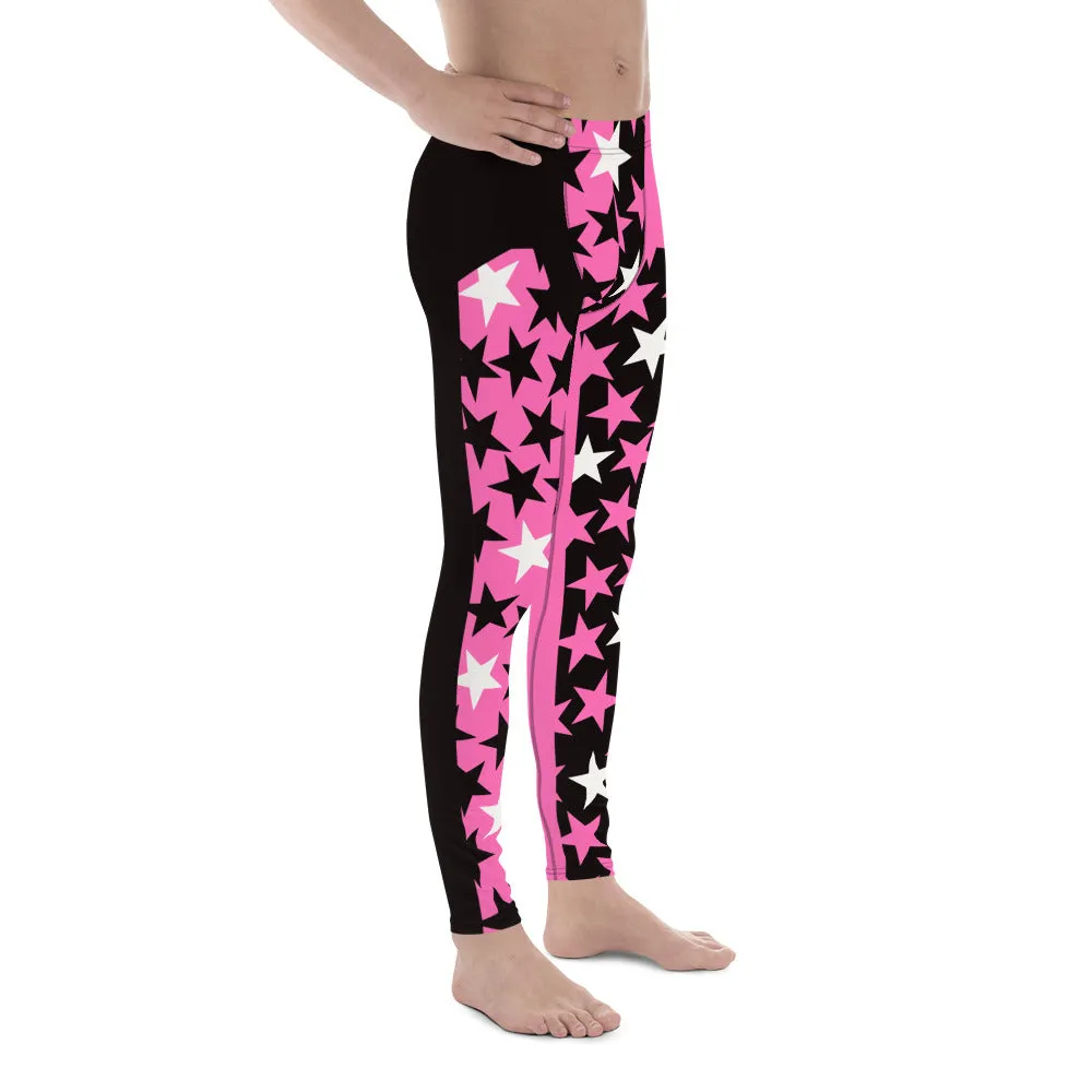 Mens Leggings, Hot Pink Stars