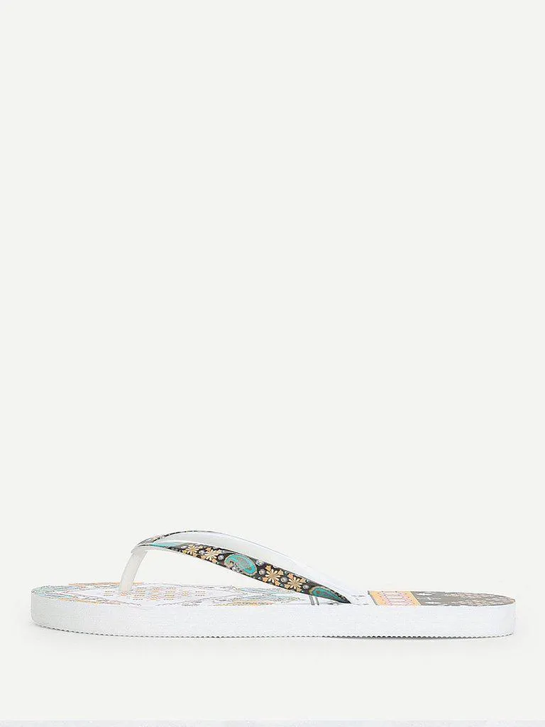 Mixed Print Flat Slippers