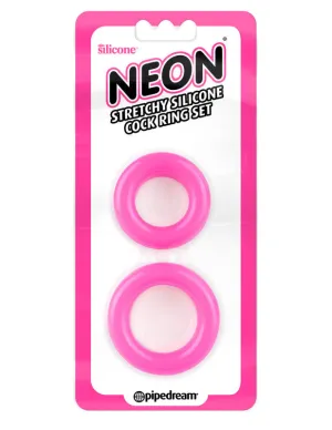 Neon Stretchy Silicone  Ring Set - Pink
