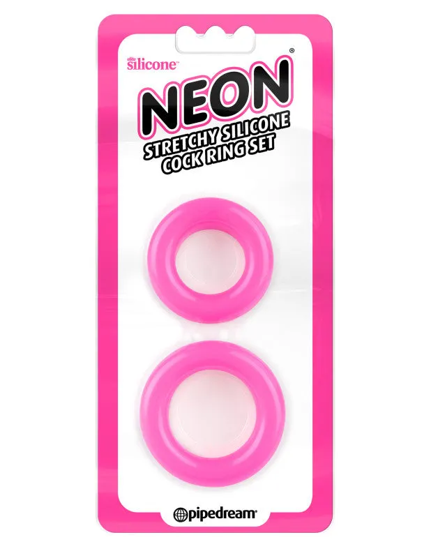 Neon Stretchy Silicone  Ring Set - Pink