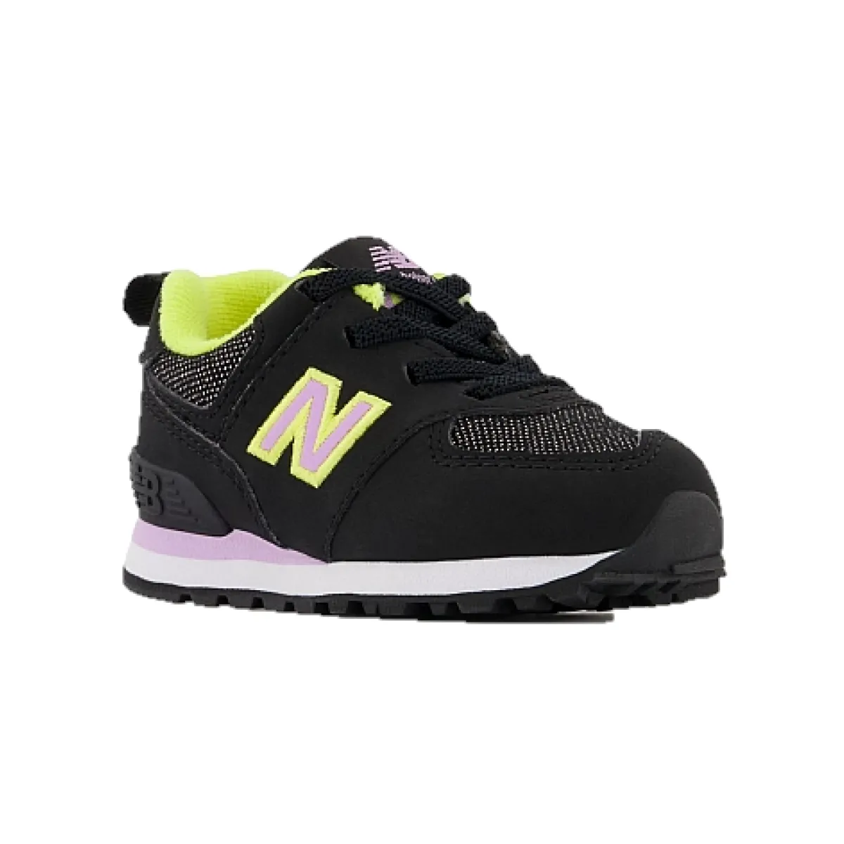 NEW BALANCE ID574FX2 574 BUNGEE LACE INF'S (Wide) Black Synthetic Running Shoes