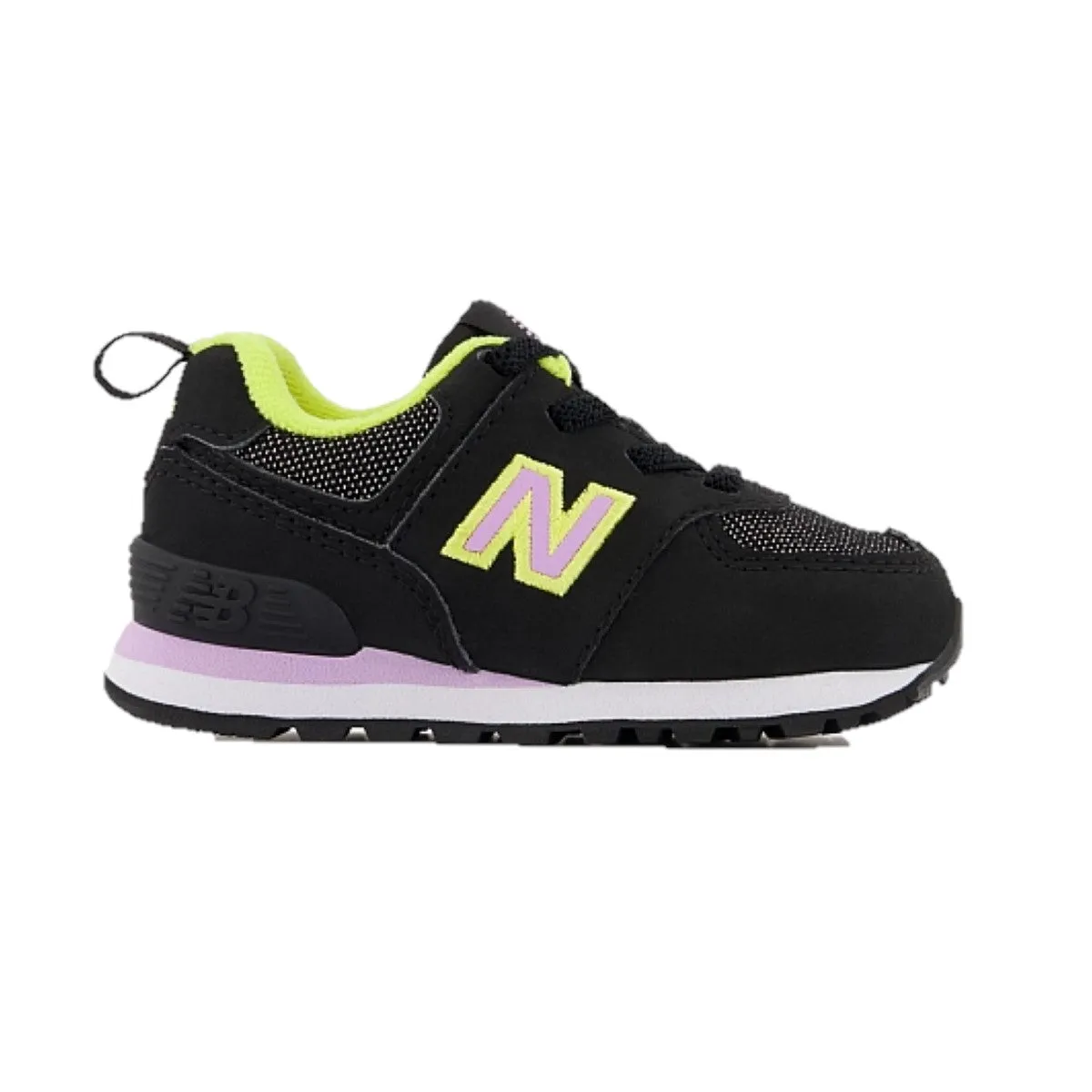 NEW BALANCE ID574FX2 574 BUNGEE LACE INF'S (Wide) Black Synthetic Running Shoes