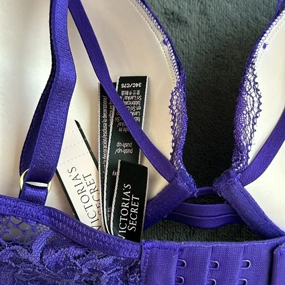 New Victoria's Secret Strappy Fishnet Lace Very Sexy Push-Up Bra Size 34C NWT