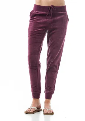 New Women's vdbm Drawstring Velvet Velour Front Slant Pockets Casual Joggers, great for all seasons! Fuchsia Sz 2X
