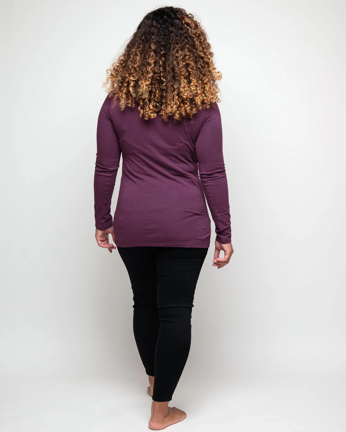 Nursing long sleeve t-shirt (with lace) in Plum