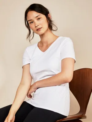 Nursing V Neck Cotton T-Shirt | White
