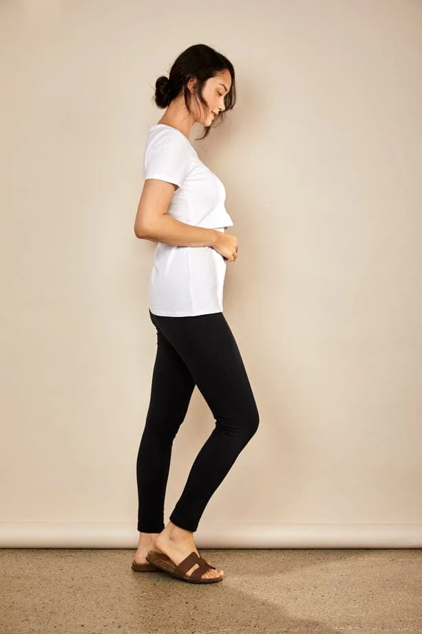 Nursing V Neck Cotton T-Shirt | White