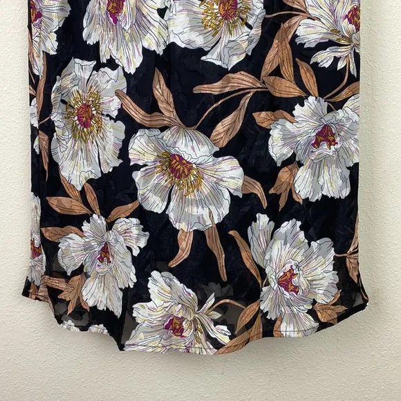 NWT B.O.G. Collective | Rho Black Cream Floral Slip Midi Skirt L