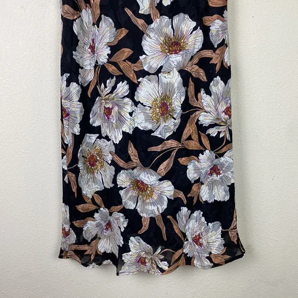 NWT B.O.G. Collective | Rho Black Cream Floral Slip Midi Skirt L