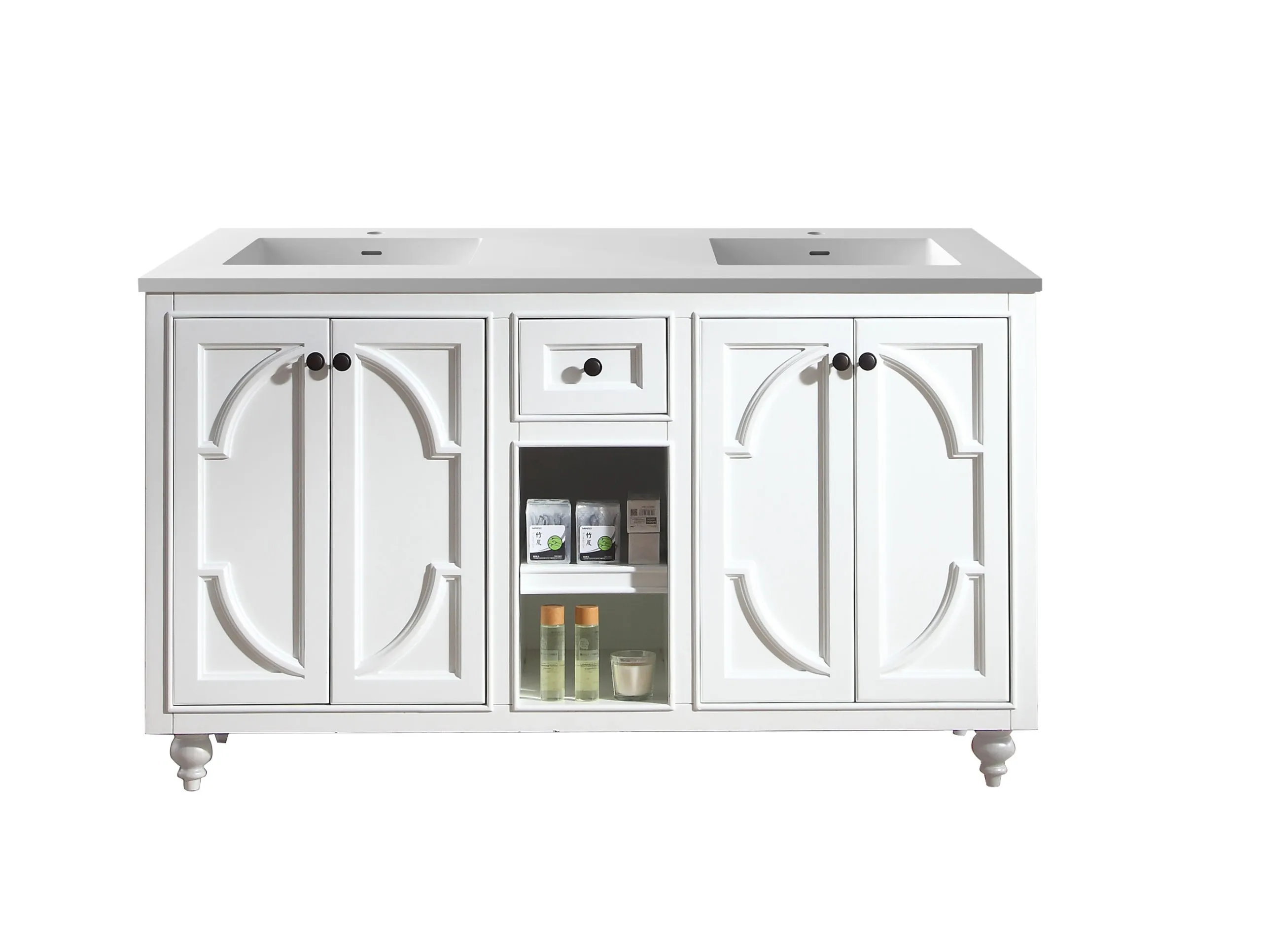 Odyssey 60" White Double Sink Bathroom Vanity with Countertop