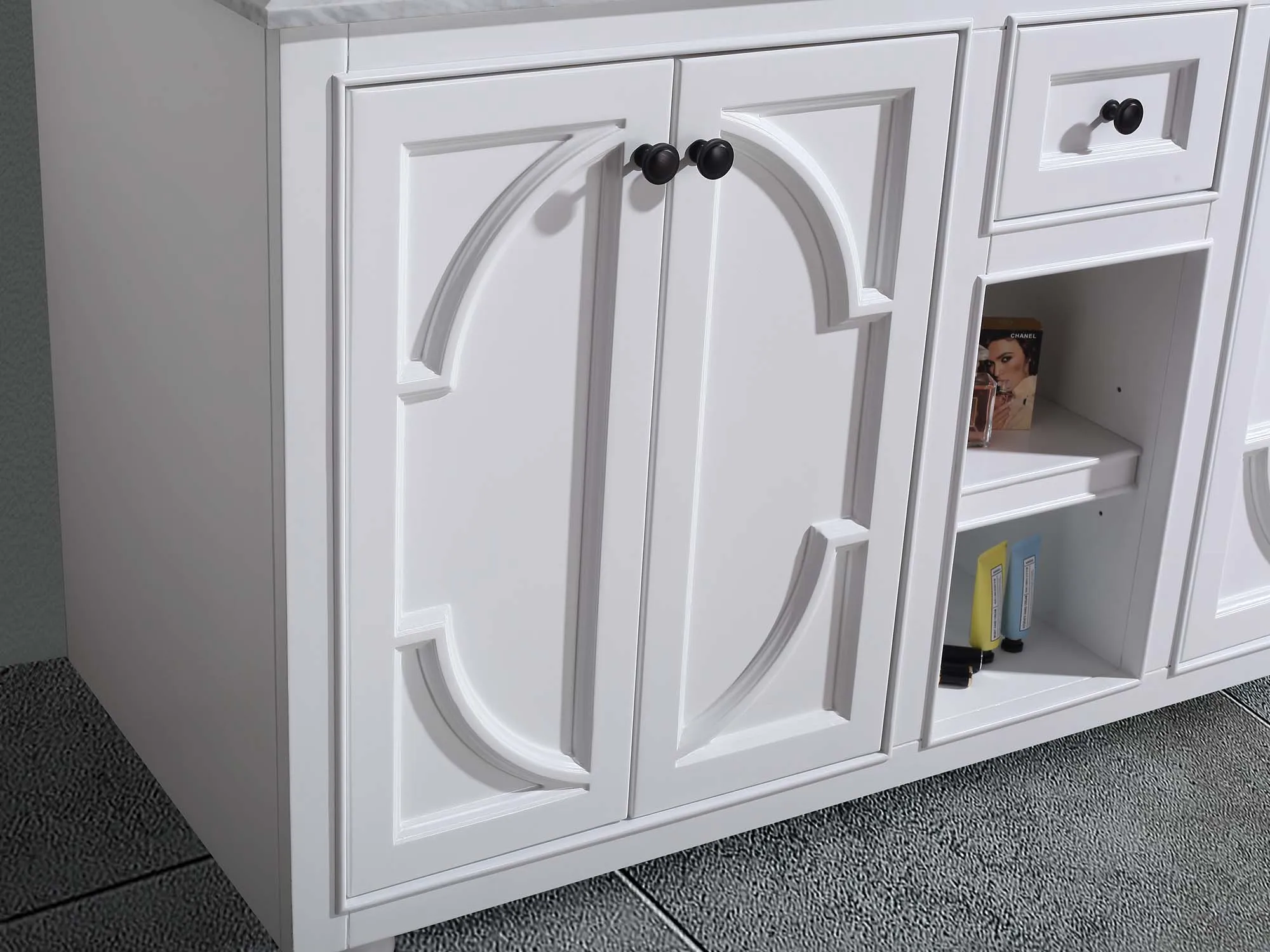 Odyssey 60" White Double Sink Bathroom Vanity with Countertop