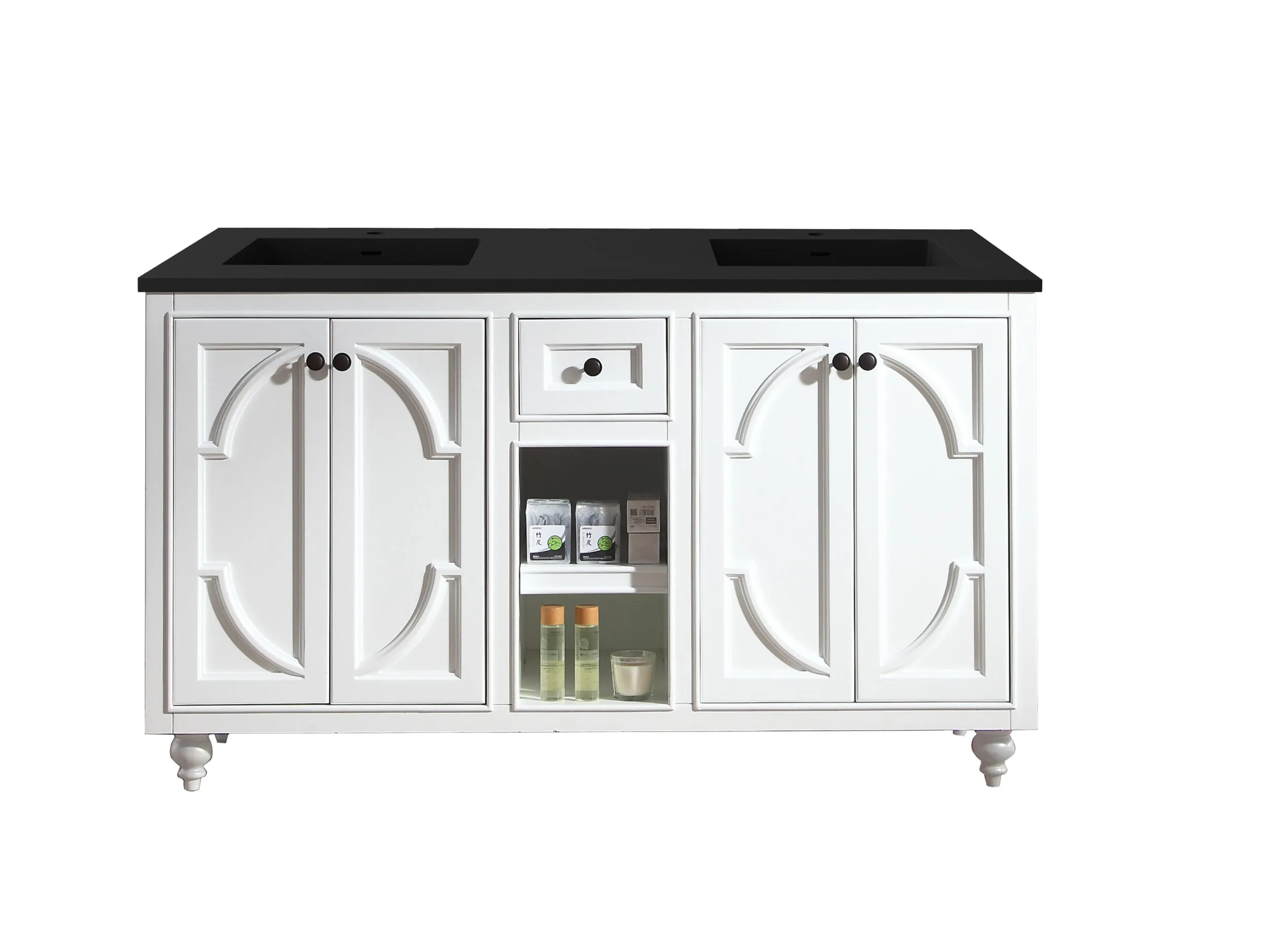 Odyssey 60" White Double Sink Bathroom Vanity with Countertop