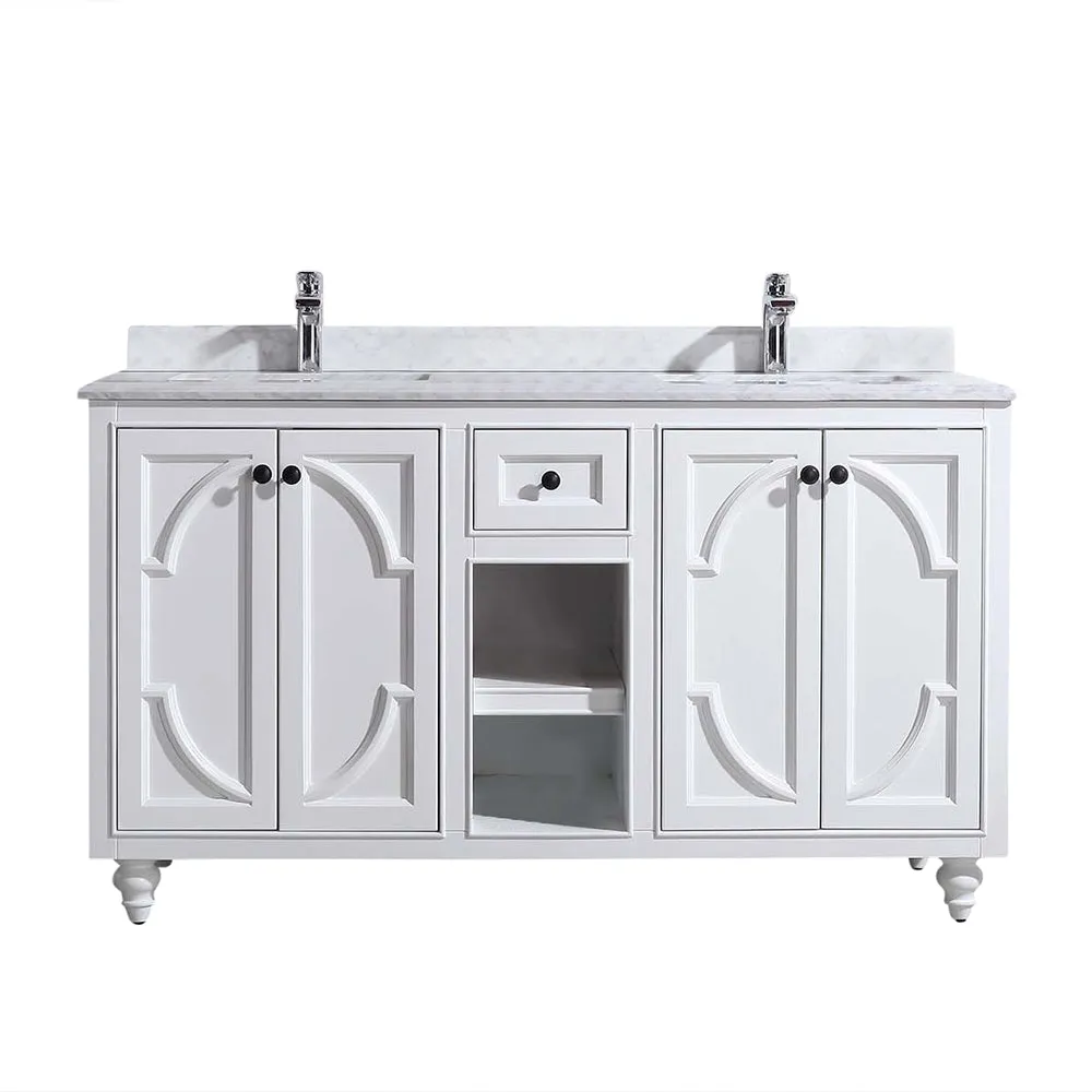 Odyssey 60" White Double Sink Bathroom Vanity with Countertop
