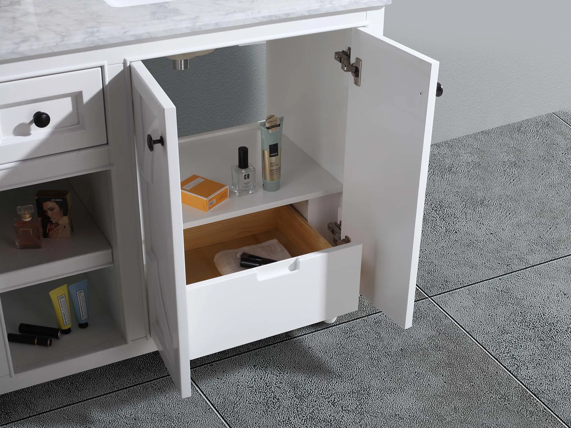 Odyssey 60" White Double Sink Bathroom Vanity with Countertop