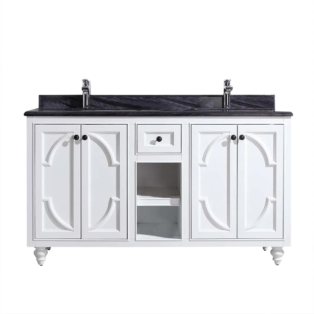 Odyssey 60" White Double Sink Bathroom Vanity with Countertop