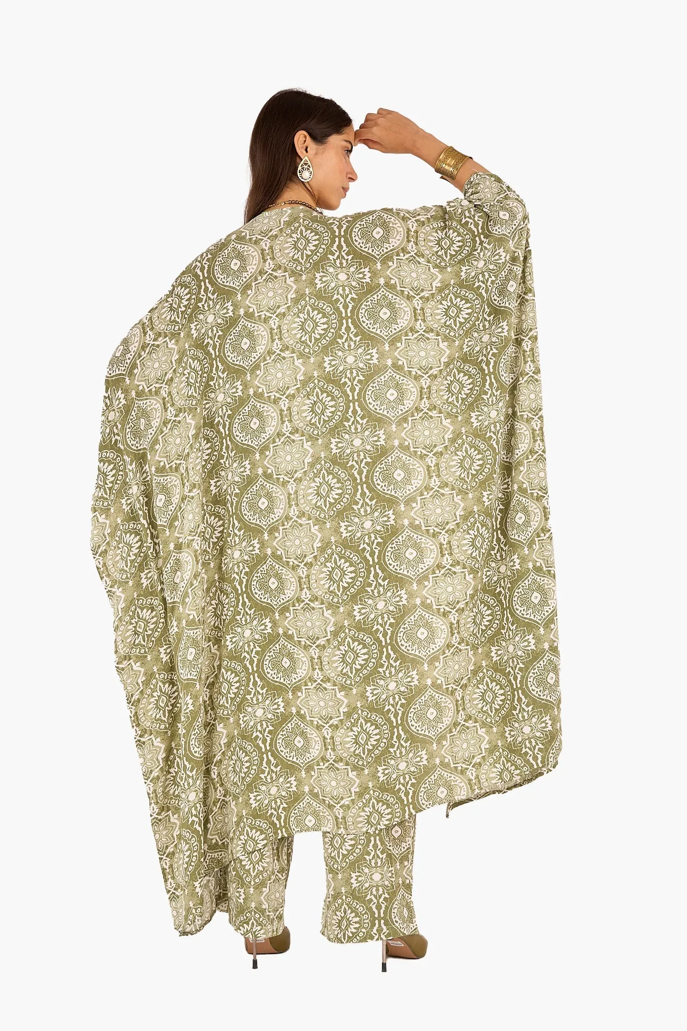 Olive Printed Kimono