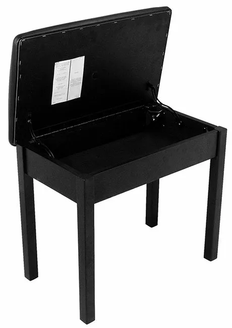On Stage Keyboard/Piano Bench Flip-Top, Solid Wood & Vinyl in Black