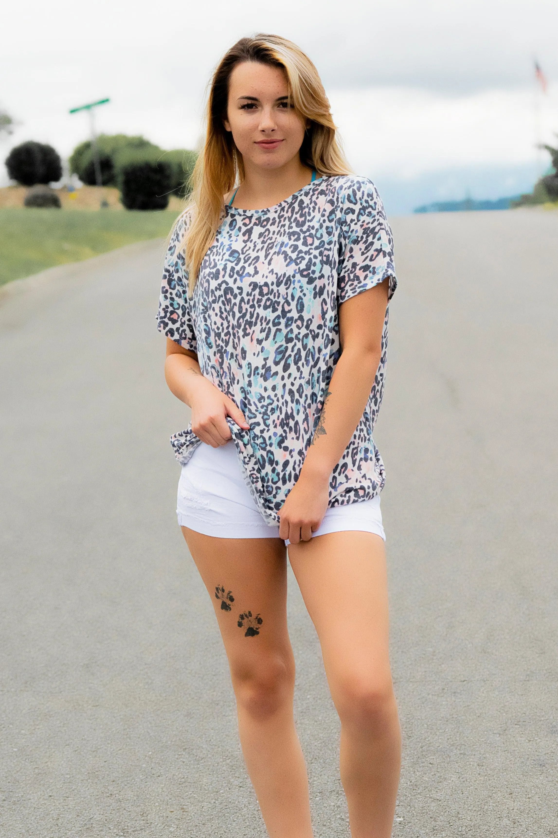 Open Back Animal Print Top