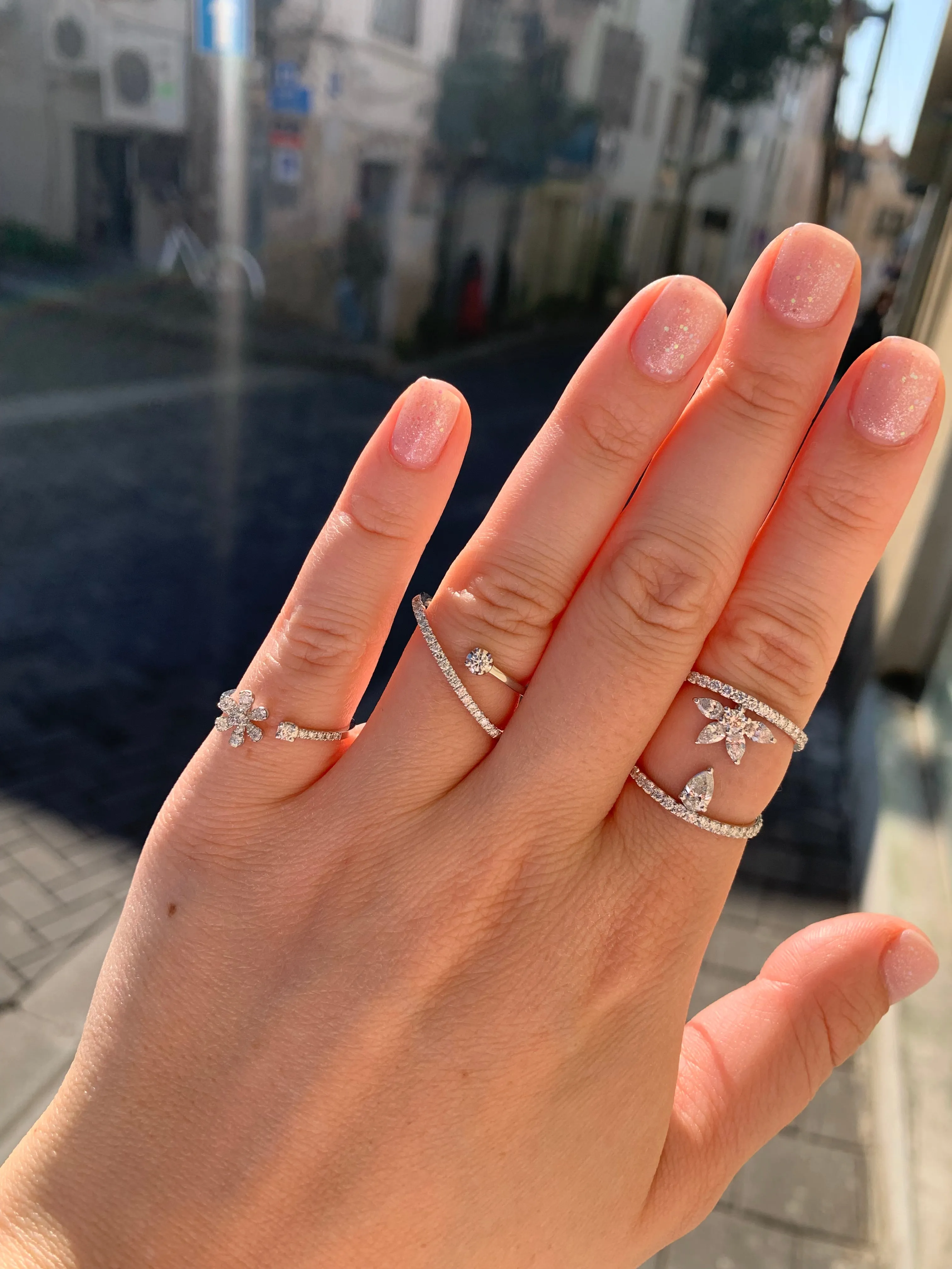 Open Flower Diamond Ring