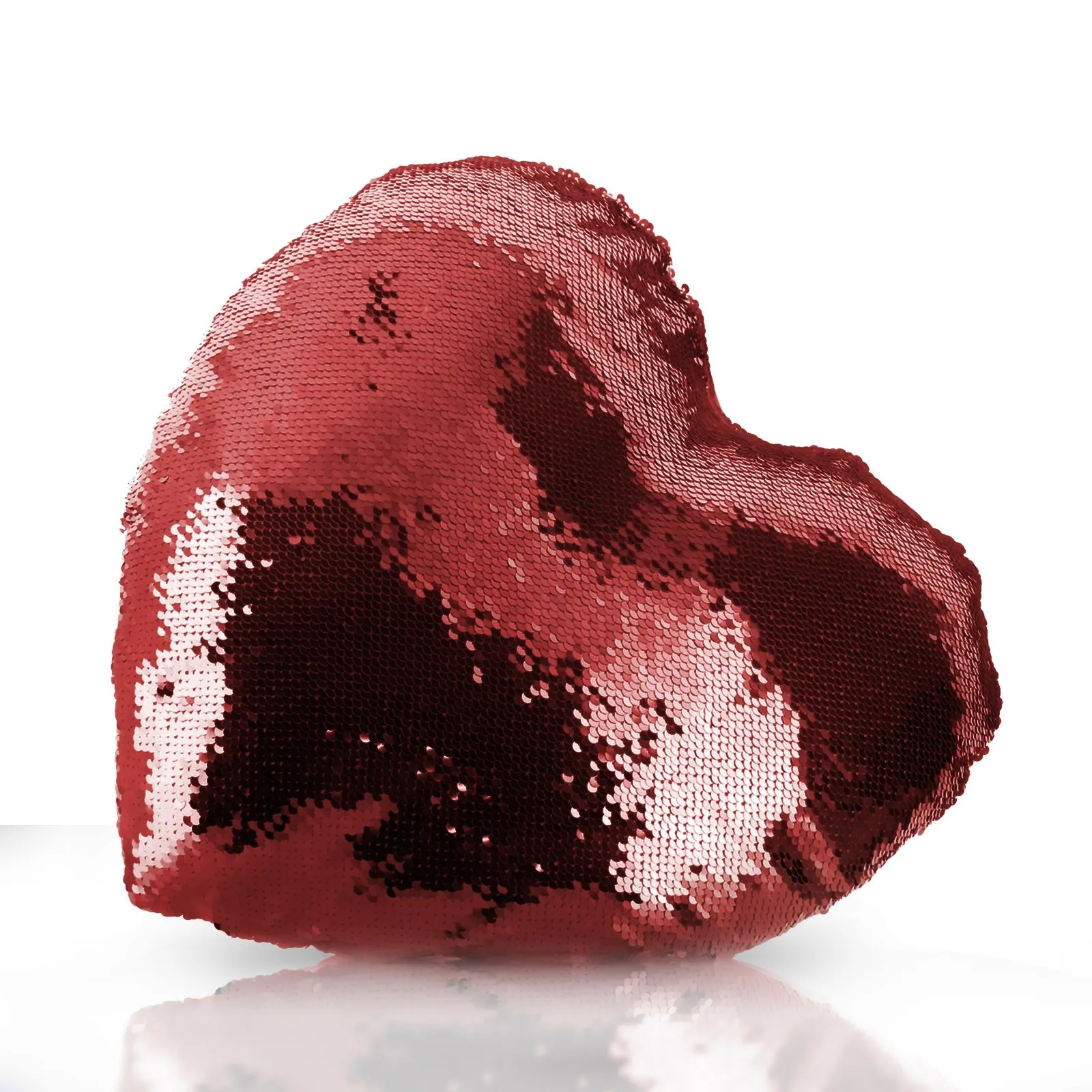 Personalised Sequin Heart Cushion with Stylish Text and Crystal Hearts Print